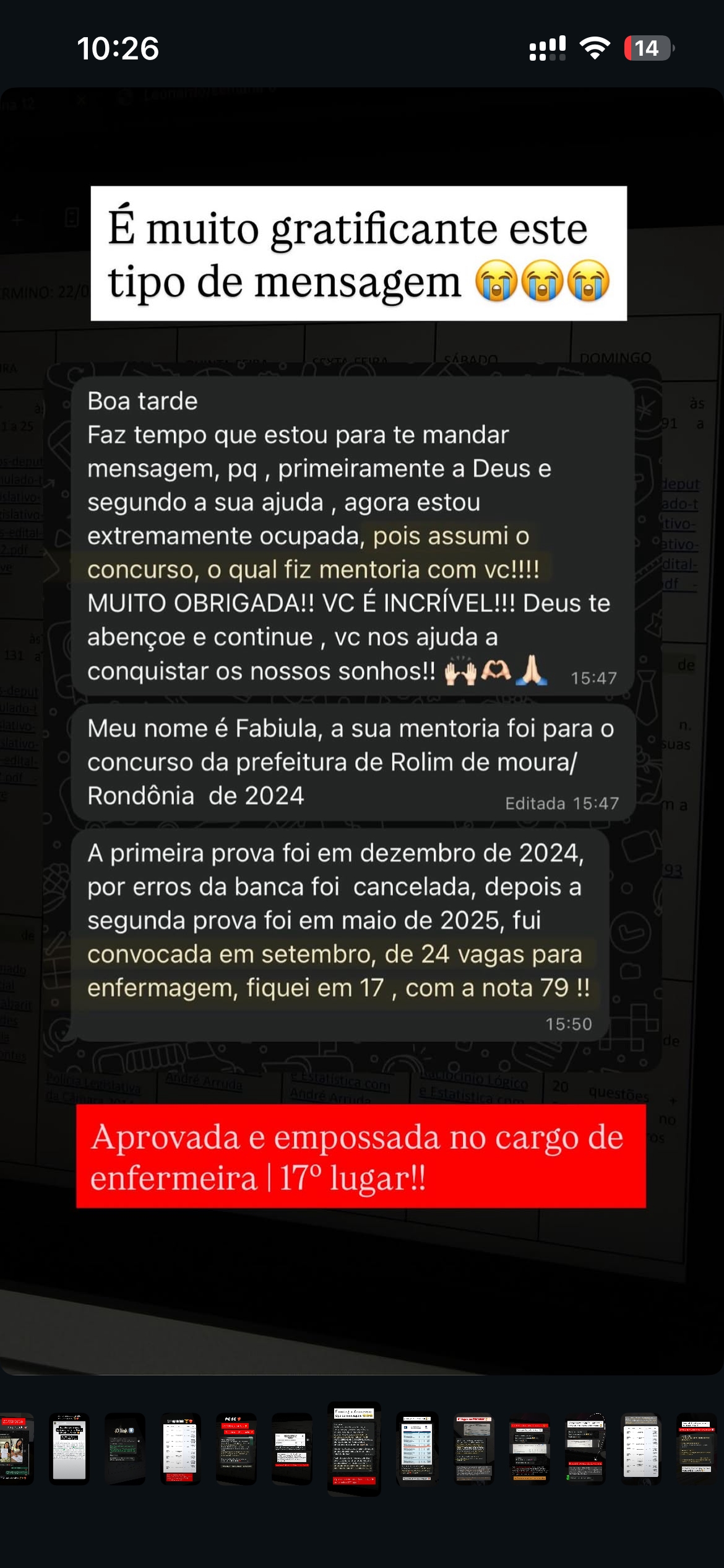 Depoimento de aluna da Giovana