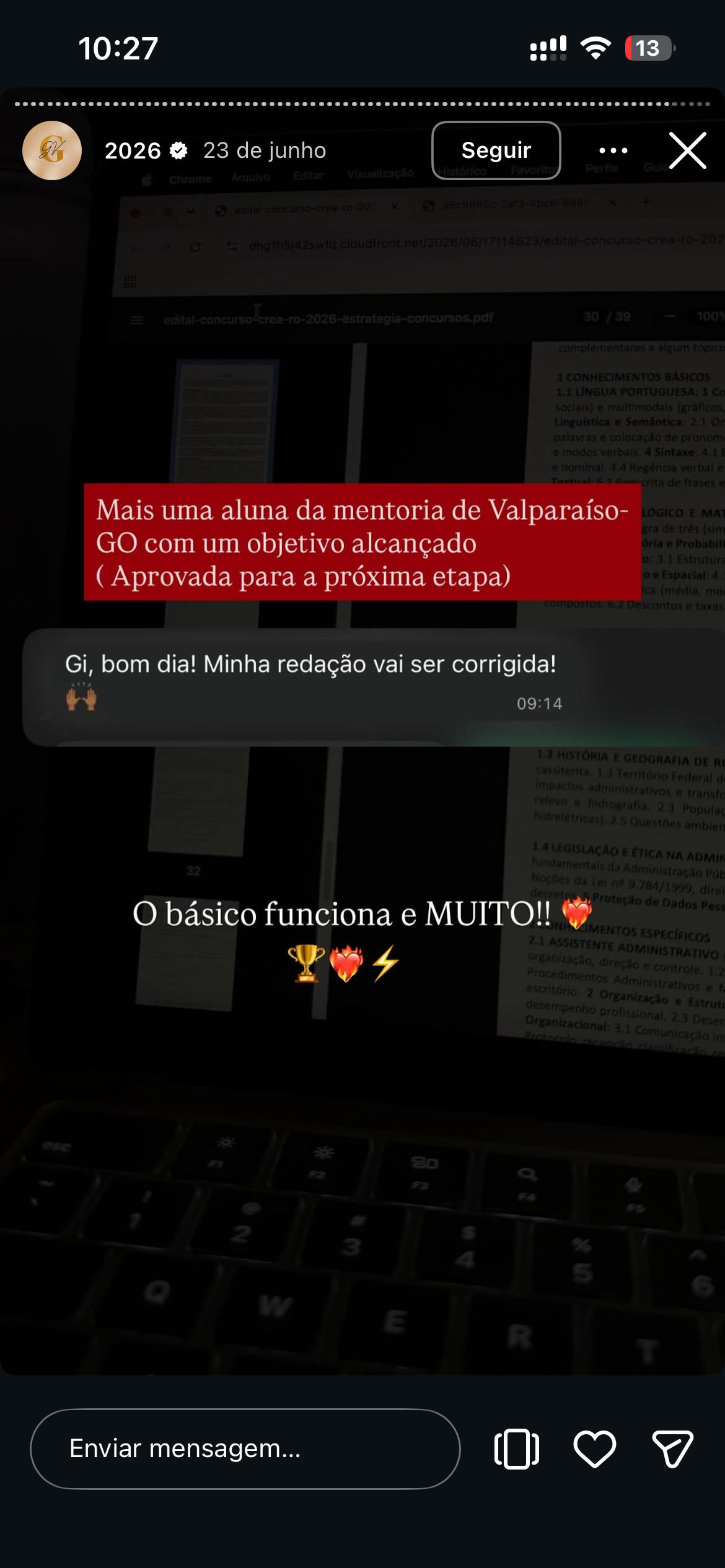Depoimento de aluna da Giovana